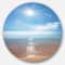 Designart - Serene Seascape with Bright Sun' Beach Metal Circle Wall Art